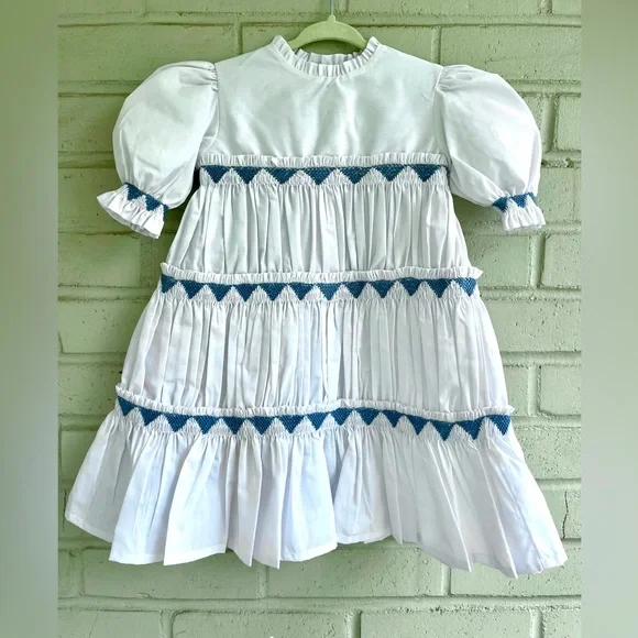 FELTMAN BROTHERS Gorgeous white/blue Southern Belle dress